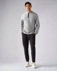 Gramercy Zip Crew Neck -- Heather Gray