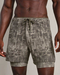 6" Rush Short Lined -- Fatigue Green Washed Print