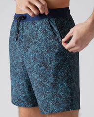 7" Pursuit Short - Unlined -- Navy Pebble Print