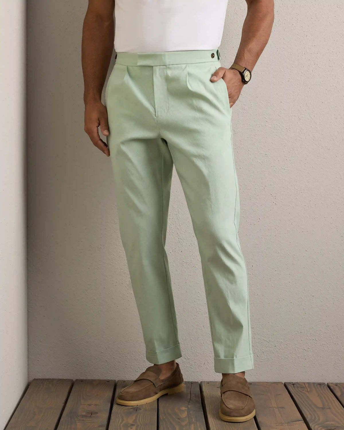 Amalfi Linen Trouser - Slim Fit -- Cool Mint