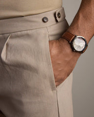 Amalfi Linen Trouser - Slim Fit -- Teak Brown