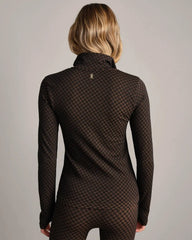Après Houndstooth Seamless 1/4 Zip -- Chestnut Brown Houndstooth