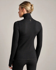 Après Houndstooth Seamless 1/4 Zip -- Pure Black Houndstooth