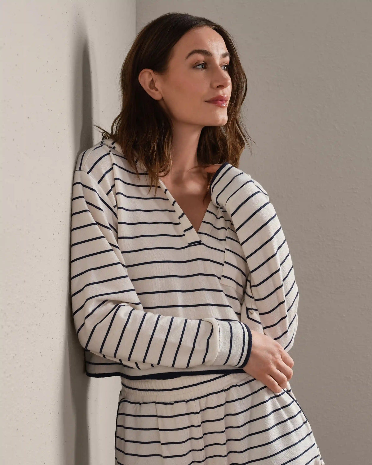 Beach Terry Hoodie -- Navy Blue Stripe