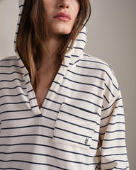 Beach Terry Hoodie -- Navy Blue Stripe