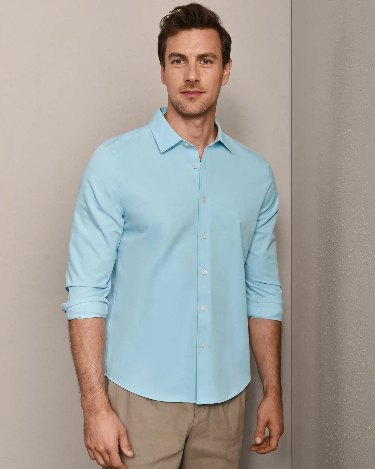 Brezza Linen-Blend Shirt -- Aquamarine