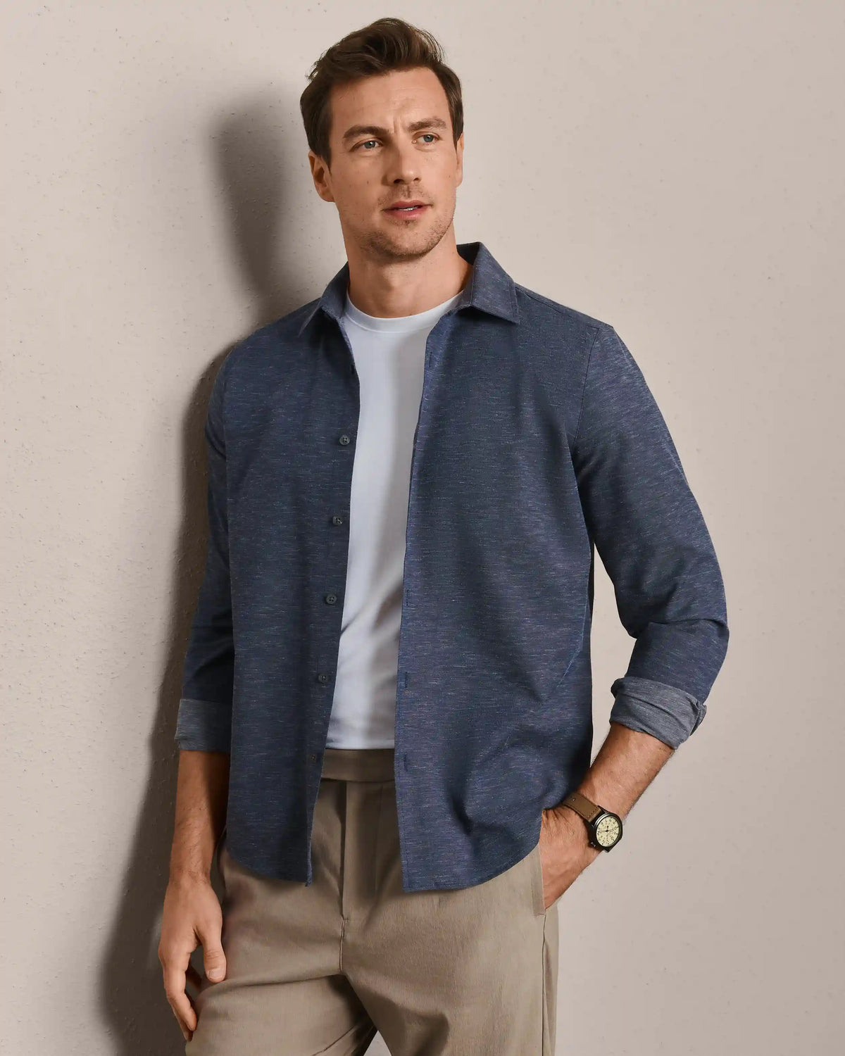 Brezza Linen-Blend Shirt -- True Navy
