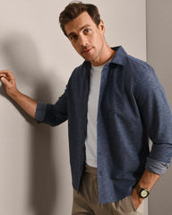 Brezza Linen-Blend Shirt -- True Navy