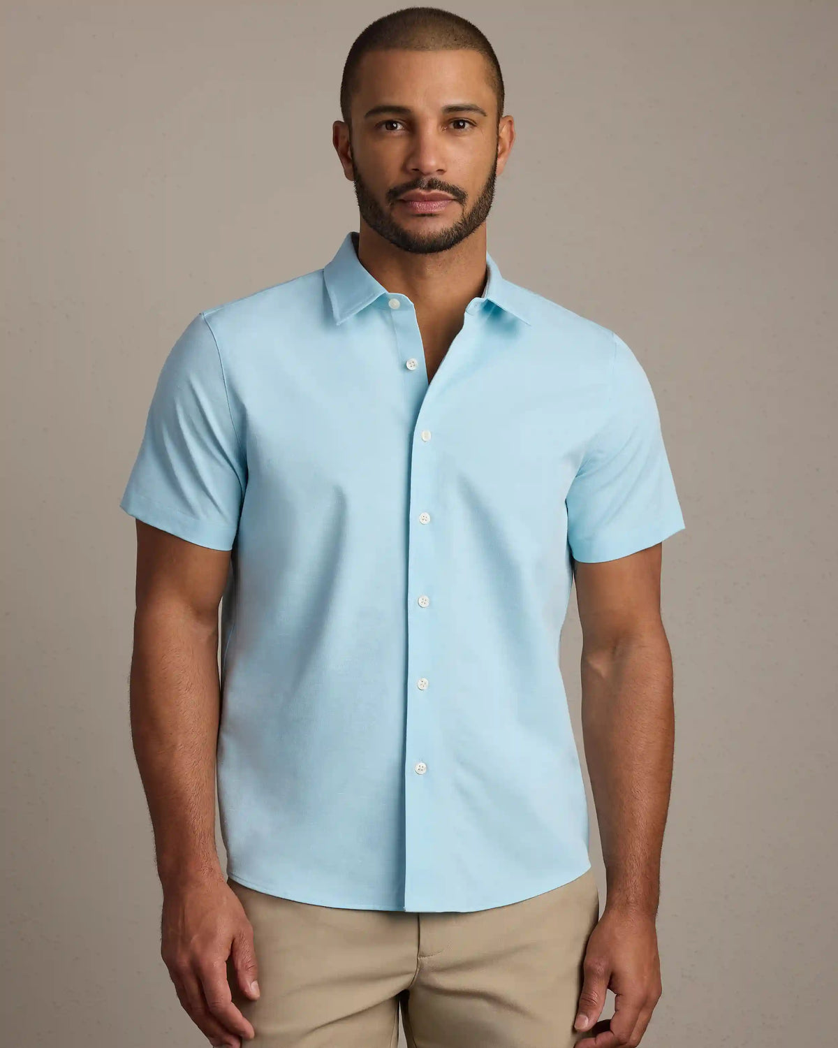 Brezza Linen-Blend Short Sleeve Shirt -- Aquamarine
