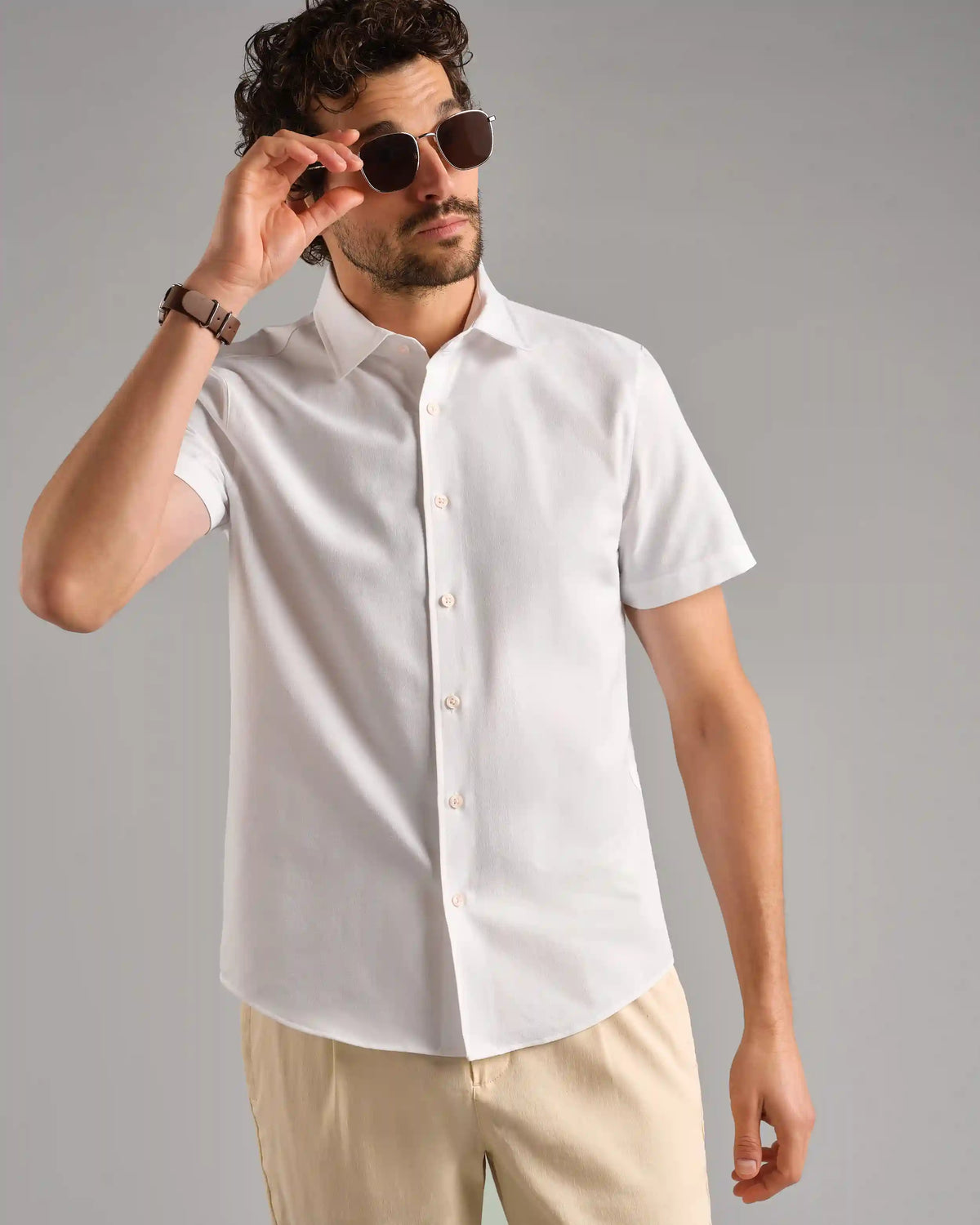 Brezza Linen-Blend Short Sleeve Shirt -- Bright White