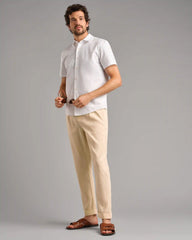 Brezza Linen-Blend Short Sleeve Shirt -- Bright White