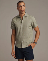 [OFFLINE] Brezza Linen-Blend Short Sleeve Shirt -- Green Sage