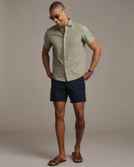 [OFFLINE] Brezza Linen-Blend Short Sleeve Shirt -- Green Sage