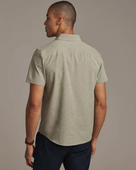 [OFFLINE] Brezza Linen-Blend Short Sleeve Shirt -- Green Sage