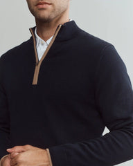 Commuter® 1/4 Zip Sweater -- True Navy/Savannah Tan