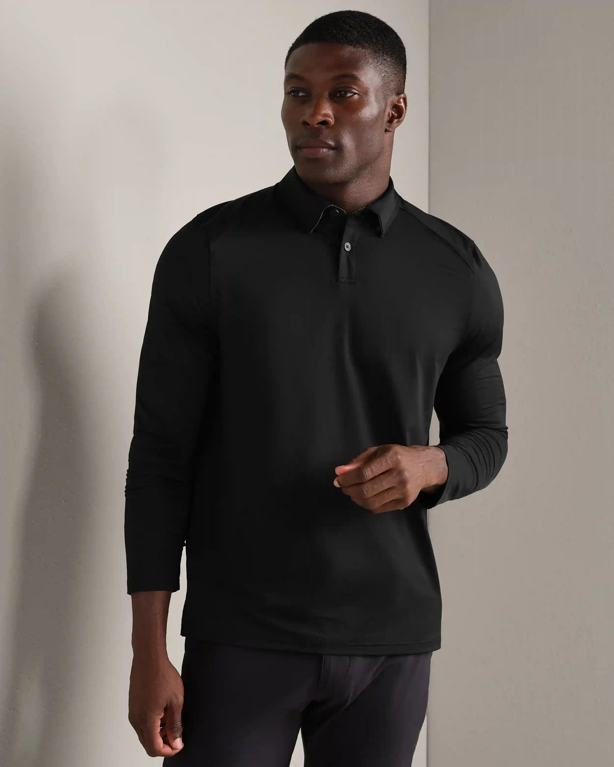 Commuter® Long Sleeve Polo -- Black Oxford