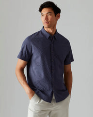Commuter® Short Sleeve Button Down -- Blue Foulard Print