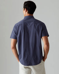 Commuter® Short Sleeve Button Down -- Blue Foulard Print