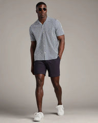 [OFFLINE] Commuter Seersucker Camp Collar Shirt -- Navy Stripe