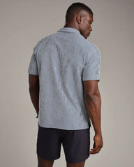 [OFFLINE] Commuter Seersucker Camp Collar Shirt -- Navy Stripe