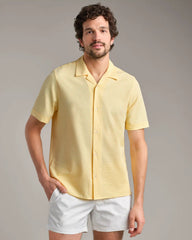 Commuter Seersucker Camp Collar Shirt -- Yellow Dawn