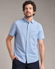 Commuter Seersucker Short Sleeve Button Down Shirt -- Light Blue