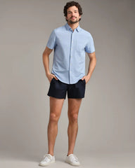 Commuter Seersucker Short Sleeve Button Down Shirt -- Light Blue