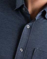 Commuter Seersucker Short Sleeve Button Down Shirt -- Navy Chambray
