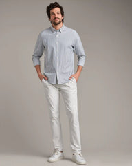 [OFFLINE] Commuter Shirt - Classic Fit -- Gray Linen Wide Stripe