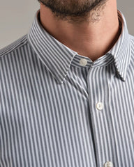 [OFFLINE] Commuter Shirt - Classic Fit -- Gray Linen Wide Stripe