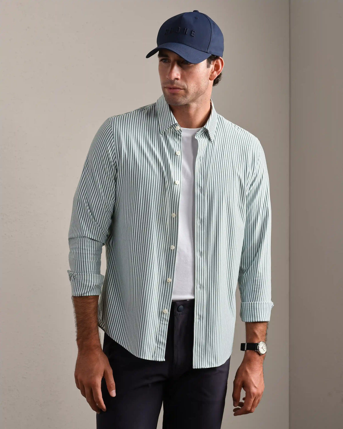Commuter® Shirt - Slim Fit -- Fern Green Ticking Stripe