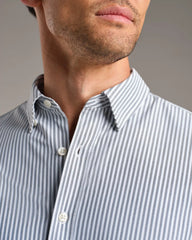 Commuter Shirt - Slim Fit -- Gray Linen Wide Stripe