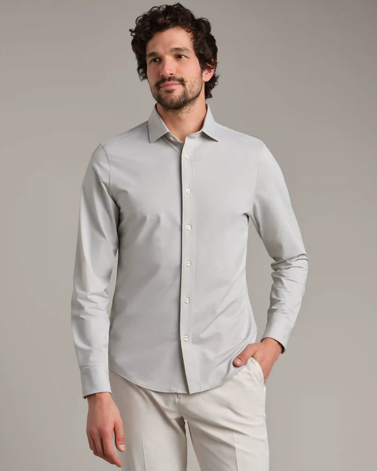 [OFFLINE] Commuter Shirt Semi Spread Collar -- Gray Stone Oxford