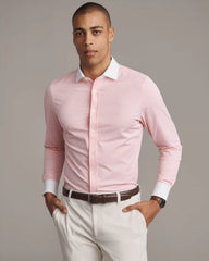 Commuter Shirt Semi Spread Collar -- Pink Stripe