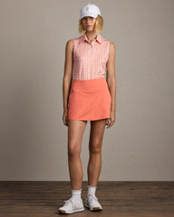 Course to Court Sleeveless Polo -- Coral Gingham