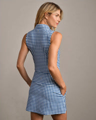Course to Court Sleeveless Polo -- Deep Sea Blue Gingham