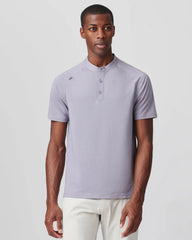 Delta Pique Band Collar Henley -- Silver Bullet