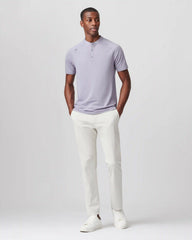 Delta Pique Band Collar Henley -- Silver Bullet