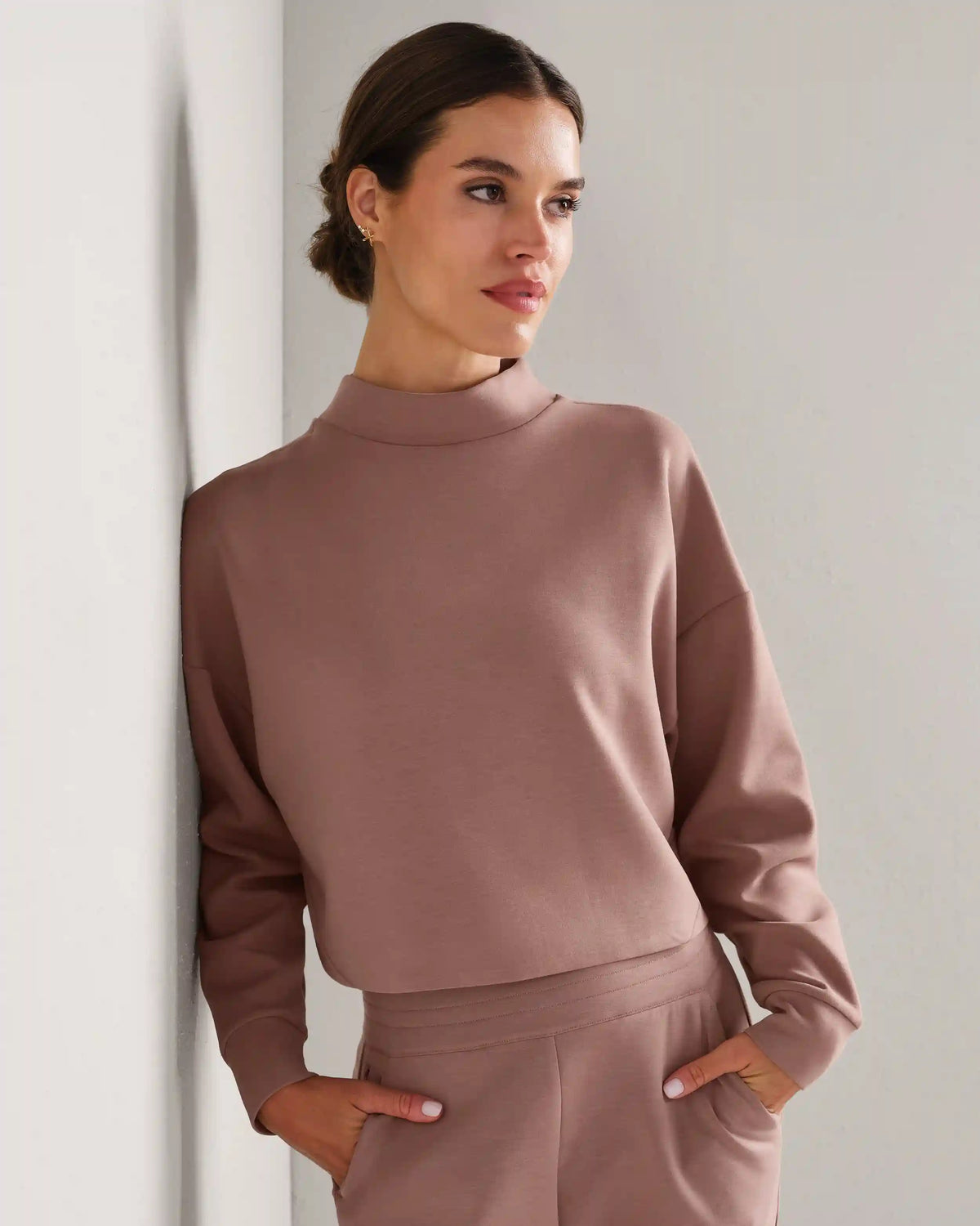 DreamGlow® Cropped Mock Neck -- Clay Mist