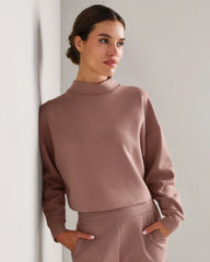 DreamGlow® Cropped Mock Neck -- Clay Mist