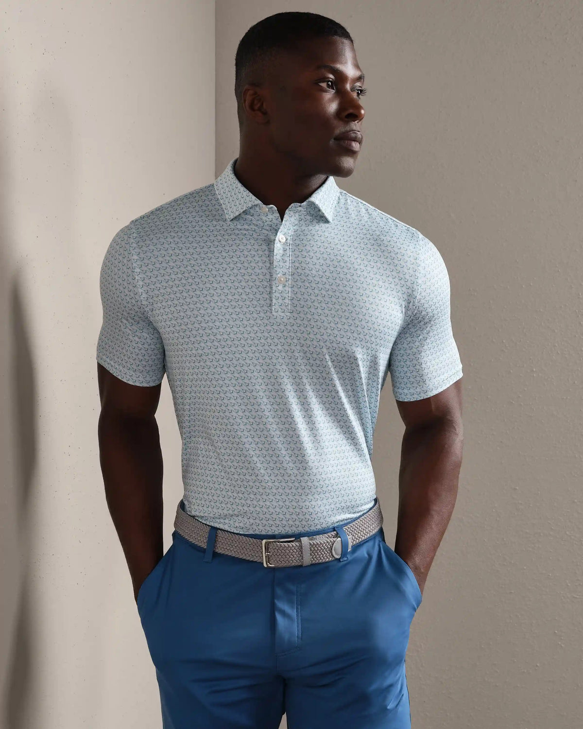 Drive Time Polo -- Cool Mint Diamond Geo