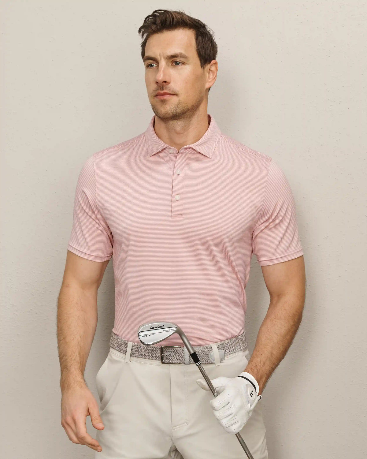 Drive Time Polo -- Pink Calcite/French Rose Stripe
