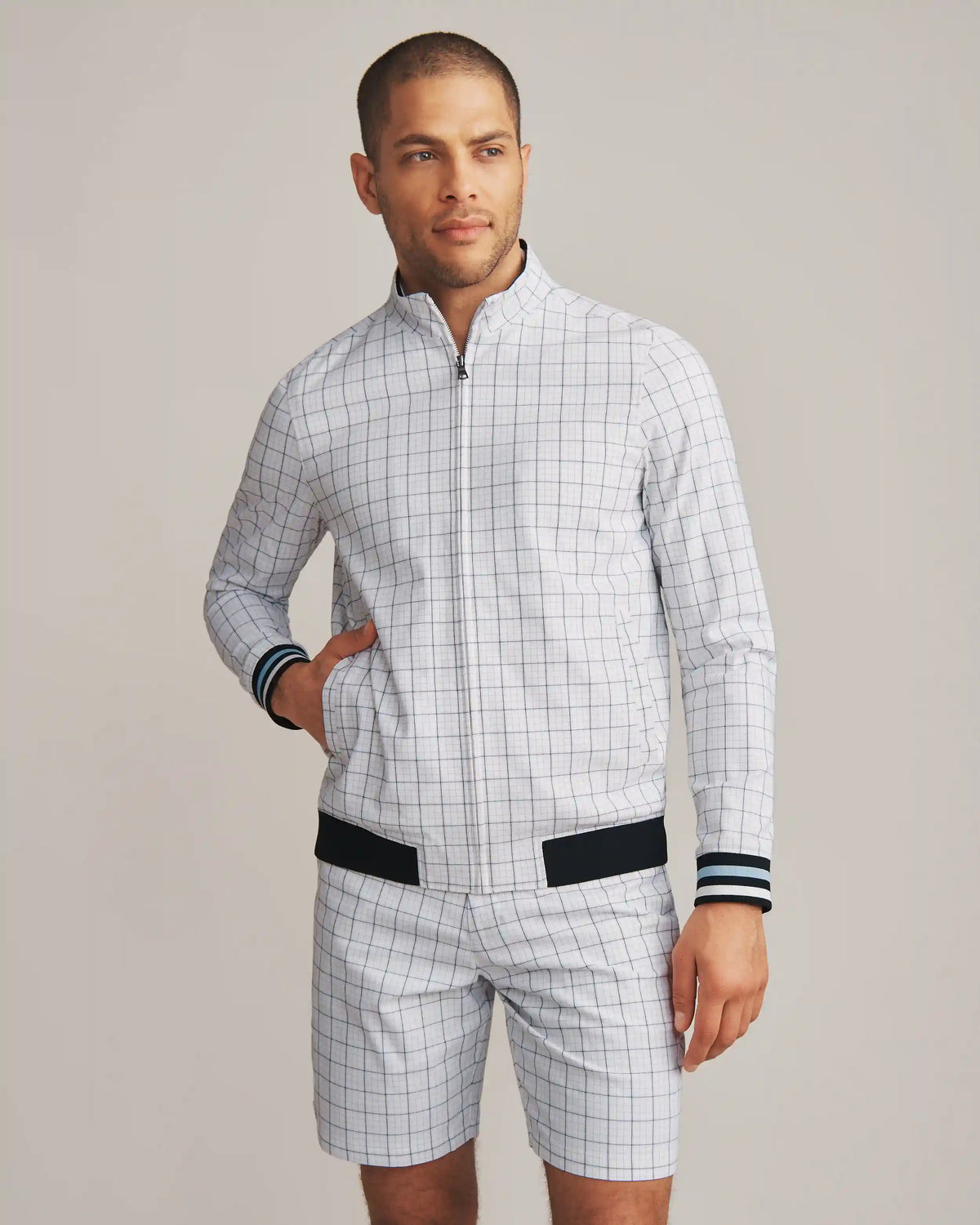 Dune Golf Jacket -- White Windowpane Check