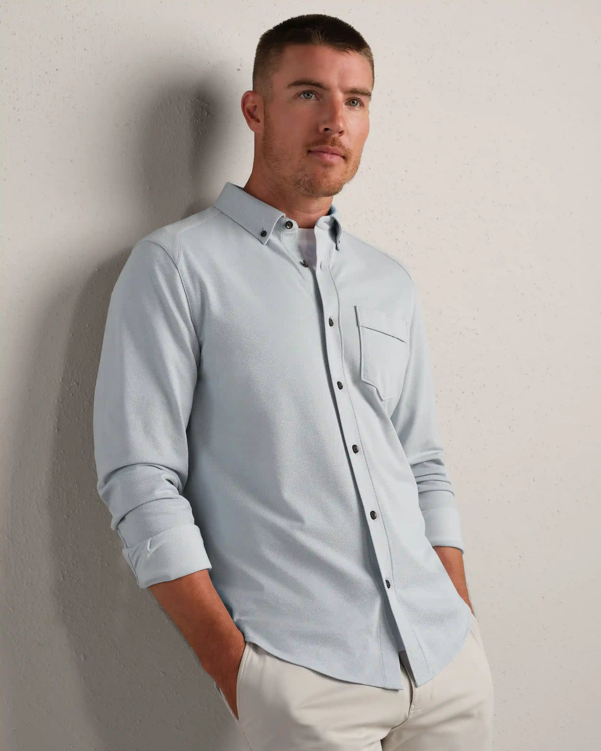 Effortless Oxford Button Down -- Blue Pearl Heather
