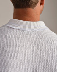 Fine Knit Sweater Polo -- White Onyx
