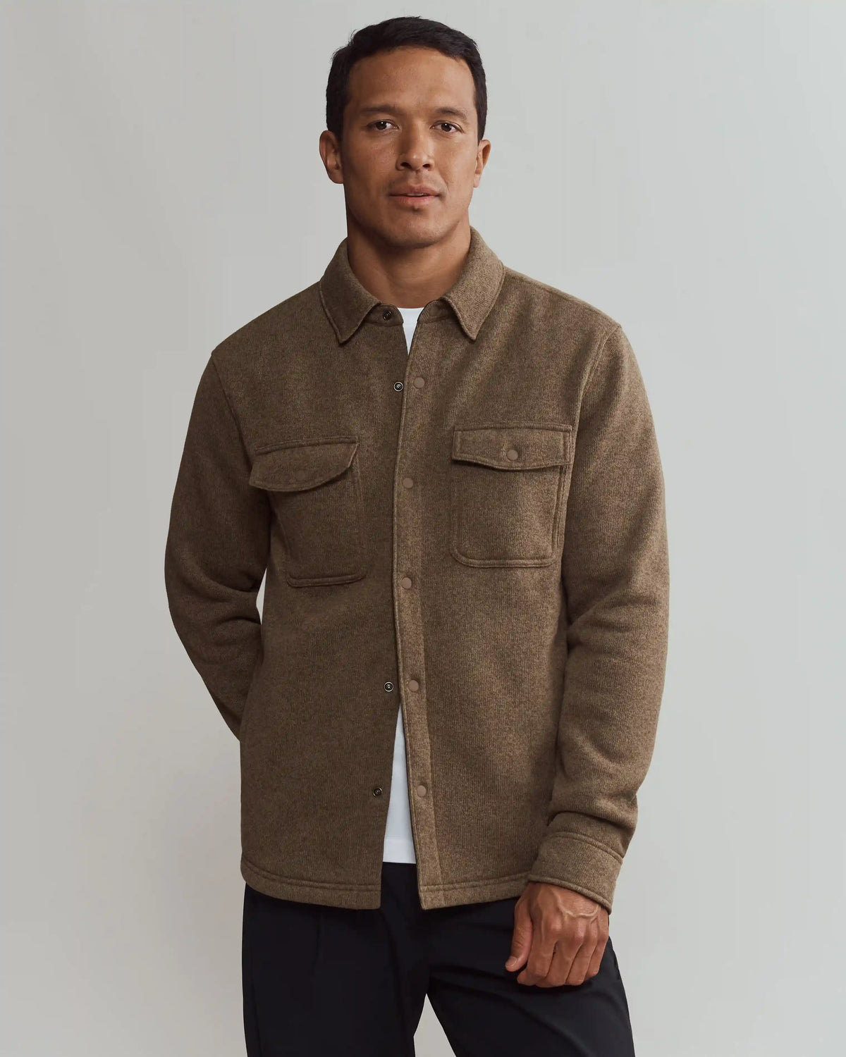 Fleece Shacket -- Chocolate Chip Heather