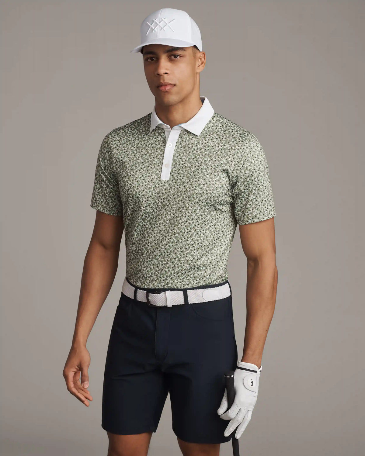 Golf Sport Polo -- Green Sage Triangle Geo