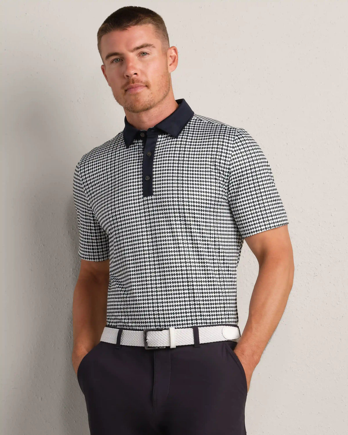 Golf Sport Polo -- Moss Green Wavy Geo