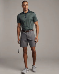 Golf Sport Polo Spread Collar -- Green Olive Circle Geo