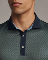 Golf Sport Polo Spread Collar -- Green Olive Circle Geo